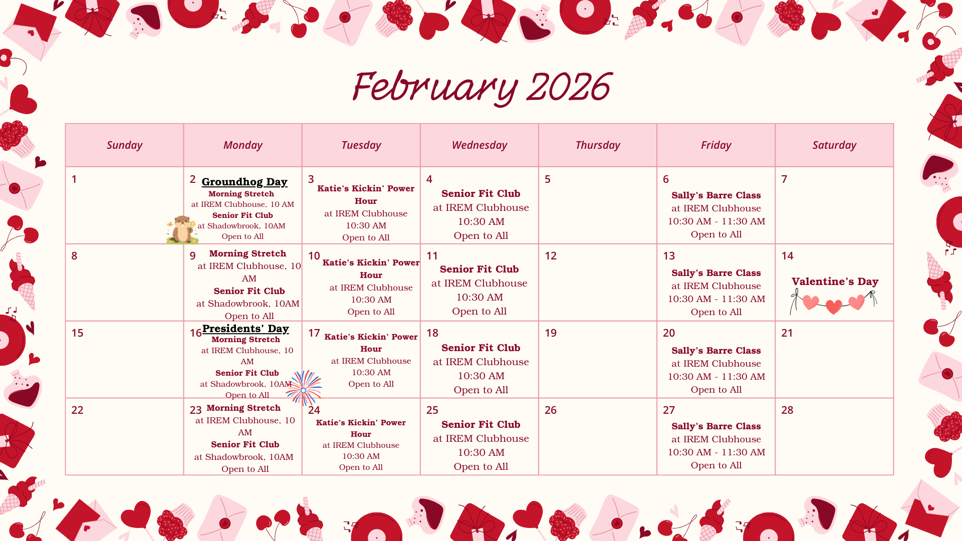 February 2026 Fitness Classes